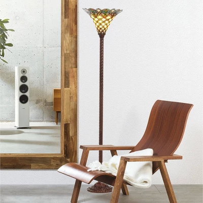 16" X 16" X 72" Tiffany Style Arielle Torchiere Orange - Warehouse Of Tiffany 3 16" X 16" X 72" Tiffany Style Arielle Torchiere Orange - Warehouse Of Tiffany