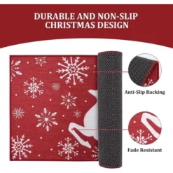 Trinity Christmas Deer Decorative Doormat Xmas Holiday Welcome Door Mat, 17" X 29"