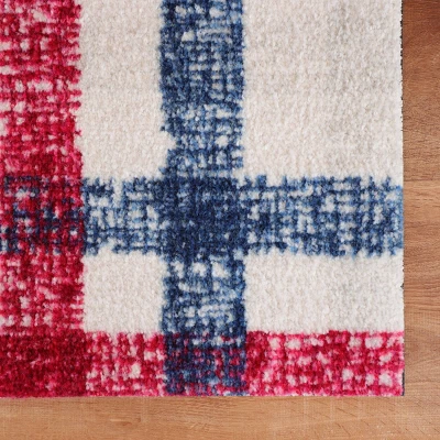 2'x3' ColorStar Sketch Plaid Door Mat White - Bungalow Flooring 5 2'x3' ColorStar Sketch Plaid Door Mat White - Bungalow Flooring - Image 3