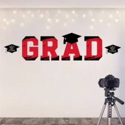 Big Dot Of Happiness Red Graduation Party Decor - Vinyl Wall Decals - Grad