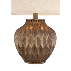360 Lighting Buckhead Modern Accent Table Lamp 22" High Warm Bronze Brown Geometric Fabric Drum Shade For Bedroom Living Room Bedside Nightstand -Home Decor Store GUEST 017a5588 b241 459f 9359 e33c40620938