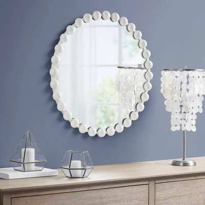 27" Marlowe Beaded Round Wall Mirror White - Madison Park 5 27" Marlowe Beaded Round Wall Mirror White - Madison Park - Image 3