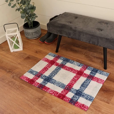 2'x3' ColorStar Sketch Plaid Door Mat White - Bungalow Flooring 4 2'x3' ColorStar Sketch Plaid Door Mat White - Bungalow Flooring - Image 2