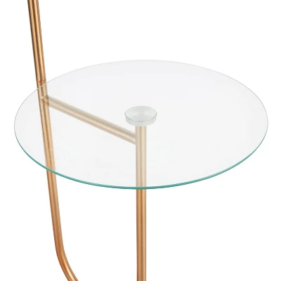 Trombone Contemporary/Glam Floor Lamp With Metal And Glass Shelf Gold (Includes LED Light Bulb) - LumiSource 9 Trombone Contemporary/Glam Floor Lamp With Metal And Glass Shelf Gold (Includes LED Light Bulb) - LumiSource - Image 7