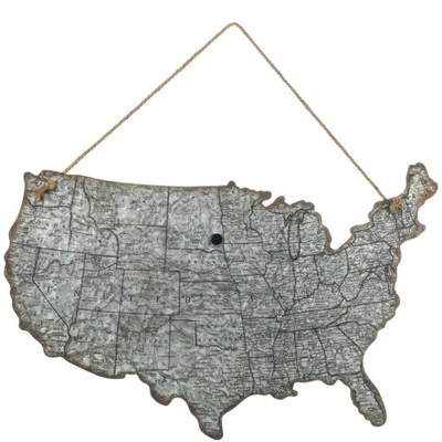 Sullivans Territory Map Wall Decor 20"H Silver 3 Sullivans Territory Map Wall Decor 20"H Silver
