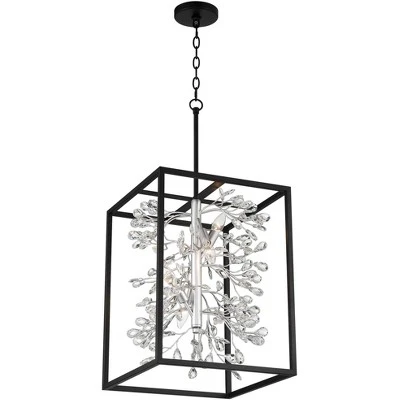 Possini Euro Design Black Silver Pendant Chandelier 15 1/4" Wide Modern Clear Crystal Flower Vine 4-Light Fixture For Dining Room House 8 Possini Euro Design Black Silver Pendant Chandelier 15 1/4" Wide Modern Clear Crystal Flower Vine 4-Light Fixture For Dining Room House - Image 6