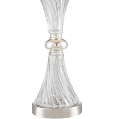 Regency Hill Luca Modern Table Lamps 25 1/2" High Set Of 2 Clear Glass With USB Charging Port Black Faux Silk Shade For Bedroom Living Room Home Desk -Home Decor Store GUEST 03af01b0 d98a 4165 b877 9200bf5c3b8c