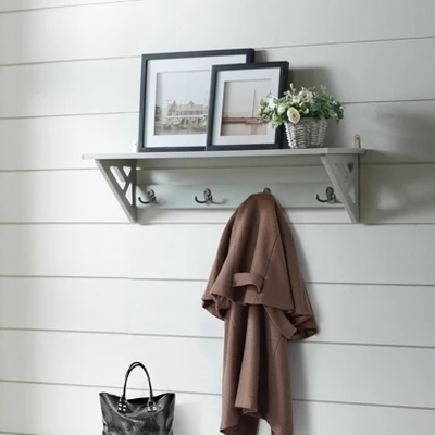 36" Middlebury Coat Hook With Shelf Gray - Alaterre Furniture 4 36" Middlebury Coat Hook With Shelf Gray - Alaterre Furniture - Image 2