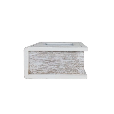 4X6 Inch "Family" Picture Box White Fabric, MDF & Glass By Foreside Home & Garden 5 4X6 Inch "Family" Picture Box White Fabric, MDF & Glass By Foreside Home & Garden - Image 3