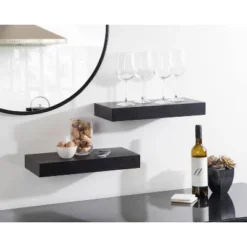 2pc 18" Havlock Wood Shelf Set Black - Kate & Laurel All Things Decor -Home Decor Store GUEST 0691184c 418a 4ced 8cbd 2e0e825650ea