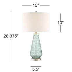 360 Lighting Julia Modern Table Lamp 26 1/2" High Green Glass White Drum Shade For Bedroom Living Room Bedside Nightstand Office Kids Family House -Home Decor Store GUEST 07a3fe97 8689 4fc7 bbad 35d896246f68