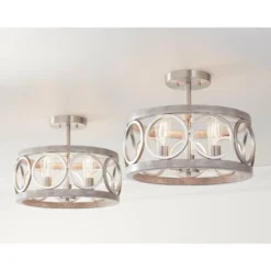 Franklin Iron Works Salima Rustic Farmhouse Ceiling Light Semi Flush Mount 16" Wide Brushed Nickel Gray Wood 3-Light LED For Bedroom Living Room House 16 Franklin Iron Works Salima Rustic Farmhouse Ceiling Light Semi Flush Mount 16" Wide Brushed Nickel Gray Wood 3-Light LED For Bedroom Living Room House -Home Decor Store GUEST 07c5dcc2 6cfe 430b a940 9e9a8a8493aa