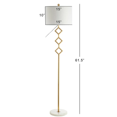61.5" Metal Diamante Modern Gilt Floor Lamp (Includes LED Light Bulb) Gold - JONATHAN Y 5 61.5" Metal Diamante Modern Gilt Floor Lamp (Includes LED Light Bulb) Gold - JONATHAN Y - Image 3