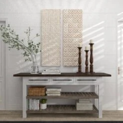 Set Of 2 Wooden Geometric Intricately Carved Wall Decors White - Olivia & May -Home Decor Store GUEST 0a6a08ac d59c 4a6f acbc e22afee4bb63