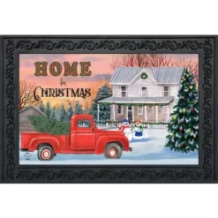 Home For Christmas Doormat Pickup Truck Indoor Outdoor 30" X 18" Briarwood Lane