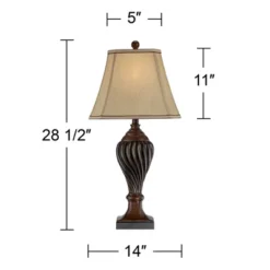 Regency Hill Traditional Table Lamp 28.5" Tall Carved Two Tone Brown Urn Shaped Beige Fabric Shade For Living Room Family Bedroom Bedside 16 Regency Hill Traditional Table Lamp 28.5" Tall Carved Two Tone Brown Urn Shaped Beige Fabric Shade For Living Room Family Bedroom Bedside -Home Decor Store GUEST 0cb6b98e d843 416e b142 1d58a83b6a83