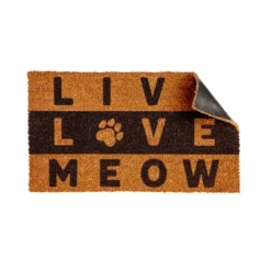 Evergreen Live Love Meow Indoor Outdoor Natural Coir Doormat 1'4"x2'4" Multicolored
