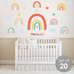 Big Dot Of Happiness Hello Rainbow - Peel And Stick Nursery And Kids Room Vinyl Wall Art Stickers - Wall Decals - Set Of 20