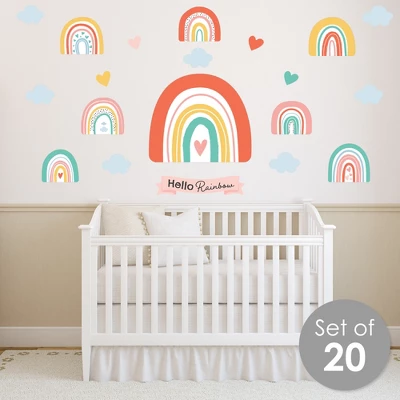 Big Dot Of Happiness Hello Rainbow - Peel And Stick Nursery And Kids Room Vinyl Wall Art Stickers - Wall Decals - Set Of 20 3 Big Dot Of Happiness Hello Rainbow - Peel And Stick Nursery And Kids Room Vinyl Wall Art Stickers - Wall Decals - Set Of 20