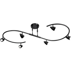 Pro Track Salazar S-Wave 6-Head LED Ceiling Track Light Fixture Kit Spot Light GU10 Adjustable Black Metal Modern Kitchen Bathroom Dining 54" Wide -Home Decor Store GUEST 0e0532c0 2325 45d3 b39e c1d70c7d9e20