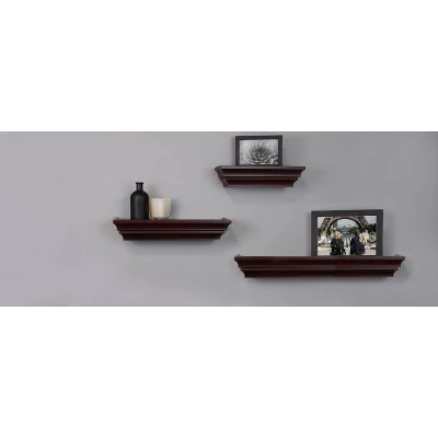 Madison Decorative Wall Ledge Shelf Set Of 3 - Espresso 6 Madison Decorative Wall Ledge Shelf Set Of 3 - Espresso - Image 4