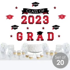 Big Dot Of Happiness Red Class Of 2023 Graduation Party Wall Decals Set Of 20
