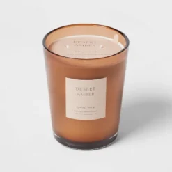 Colored Vase Glass With Dustcover Desert Amber Candle Brown - Threshold™ -Home Decor Store GUEST 122de511 da8f 4184 879f 25e9a167978d