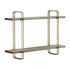 32.3" X 22" 2 Tier Metal And Wood Hanging Bracket Wall Mounted Shelf Gold - Danya B. 20 32.3" X 22" 2 Tier Metal And Wood Hanging Bracket Wall Mounted Shelf Gold - Danya B. -Home Decor Store GUEST 141c1371 ea00 4147 87ef 320d75341969