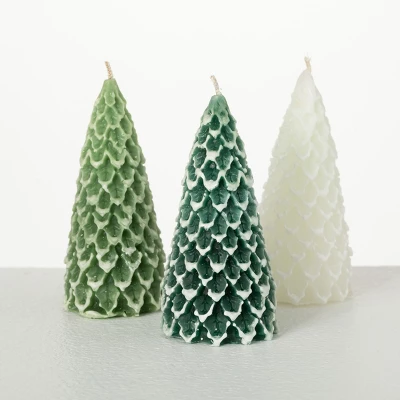 4"H Sullivans Cone Pine Tree Candle Set Of 3; Green 5 4"H Sullivans Cone Pine Tree Candle Set Of 3; Green - Image 3