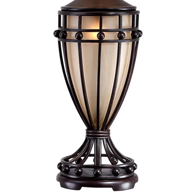 Franklin Iron Works Traditional Table Lamps 33" Tall Set Of 2 With Nightlight Brushed Iron Urn Beige Fabric Shade For Living Room Bedroom 6 Franklin Iron Works Traditional Table Lamps 33" Tall Set Of 2 With Nightlight Brushed Iron Urn Beige Fabric Shade For Living Room Bedroom - Image 4