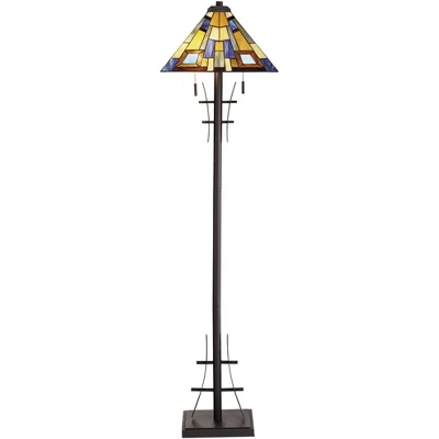 Robert Louis Tiffany Asian-Inspired Floor Lamp 62" Tall Bronze Iron Tiffany Style Jewel Tone Art Glass Shade For Living Room Reading Bedroom Office 9 Robert Louis Tiffany Asian-Inspired Floor Lamp 62" Tall Bronze Iron Tiffany Style Jewel Tone Art Glass Shade For Living Room Reading Bedroom Office - Image 7