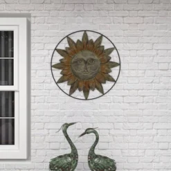 Metal Sunburst Indoor Outdoor Wall Decor With Distressed Copper Like Finish Brown - Olivia & May 27 Metal Sunburst Indoor Outdoor Wall Decor With Distressed Copper Like Finish Brown - Olivia & May -Home Decor Store GUEST 1707ffe5 d35b 403c 9fe0 bbb4415d4338