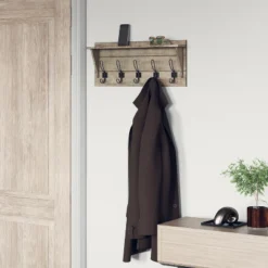 Emma And Oliver Rustic Wall Hanging Storage Rack With 5 Hooks For Entryway, Kitchen, Bathroom And More -Home Decor Store GUEST 17caf59f 3dc5 4fb7 8aab 2dcbba7a2f5b