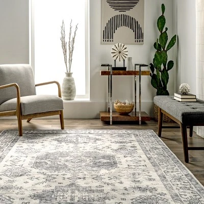 NuLOOM Parisa Vintage Medallion Bordered Area Rug 9 NuLOOM Parisa Vintage Medallion Bordered Area Rug - Image 7