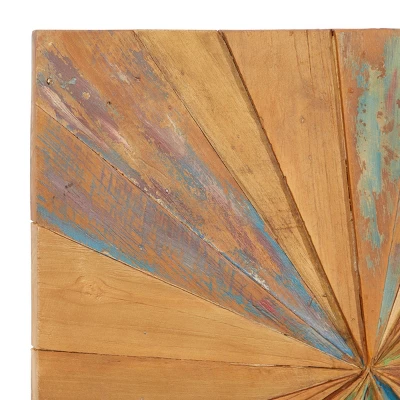 Teak Wood Starburst Handmade Radial Wall Decor Brown - Olivia & May 4 Teak Wood Starburst Handmade Radial Wall Decor Brown - Olivia & May - Image 2