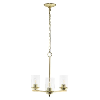 3-Light 15" Classic Contemporary Clear Glass/Metal Hanging Pendant Chandelier - Lalia Home 14 3-Light 15" Classic Contemporary Clear Glass/Metal Hanging Pendant Chandelier - Lalia Home - Image 12