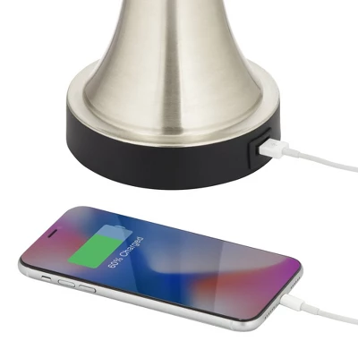 360 Lighting Seymore Modern Table Lamps 26" High Set Of 2 Silver With USB Charging Port LED Touch On Off Black Faux Silk Drum Shade For Bedroom Desk 3 360 Lighting Seymore Modern Table Lamps 26" High Set Of 2 Silver With USB Charging Port LED Touch On Off Black Faux Silk Drum Shade For Bedroom Desk