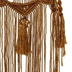Fabric Macrame Intricately Weaved Wall Decor With Beaded Fringe Tassels Brown - Olivia & May -Home Decor Store GUEST 1b677313 e0c9 49ec b3df 543bff485767