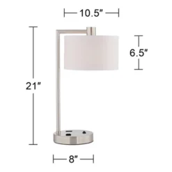360 Lighting Colby Modern Desk Lamps 21" High Set Of 2 Brushed Nickel With USB And AC Power Outlet In Base White Linen Drum Shade For Bedroom Office 14 360 Lighting Colby Modern Desk Lamps 21" High Set Of 2 Brushed Nickel With USB And AC Power Outlet In Base White Linen Drum Shade For Bedroom Office -Home Decor Store GUEST 1b67ff4b bc9e 4fd3 8363 50634c0c2d76