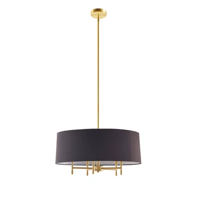 Presidio 5-Light Black Drum Shade Chandelier Gold/Black - Hampton Hill 4 Presidio 5-Light Black Drum Shade Chandelier Gold/Black - Hampton Hill - Image 2