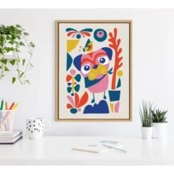 18" X 24" Sylvie Mid Century Modern Pug Framed Canvas Wall Art By Rachel Lee Natural - Kate And Laurel -Home Decor Store GUEST 1d31389e baf7 4538 a11e 38c29579006b