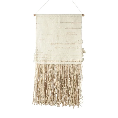Saro Lifestyle Saro Lifestyle Textured Wall Hanging With Woven Design, Ivory, 24"x48" 3 Saro Lifestyle Saro Lifestyle Textured Wall Hanging With Woven Design, Ivory, 24"x48"