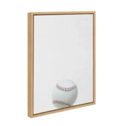 18" X 24" Sylvie Color Baseball Portrait Framed Canvas Natural - DesignOvation