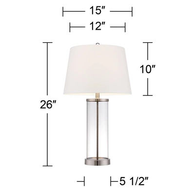 360 Lighting Coastal Table Lamps 26" High Set Of 2 Clear Glass Fillable Steel White Tapered Shade For Living Room Family Bedroom Bedside 9 360 Lighting Coastal Table Lamps 26" High Set Of 2 Clear Glass Fillable Steel White Tapered Shade For Living Room Family Bedroom Bedside - Image 7