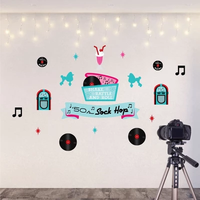 Big Dot Of Happiness 50’s Sock Hop - Peel And Stick 1950s Rock N Roll Party Decoration - Wall Decals Backdrop 5 Big Dot Of Happiness 50’s Sock Hop - Peel And Stick 1950s Rock N Roll Party Decoration - Wall Decals Backdrop - Image 3