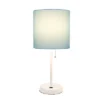 19.5" Bedside USB Port Feature Metal Table Desk Lamp White With Aqua Blue Fabric Shade - Creekwood Home -Home Decor Store GUEST 23413fee 76dd 4252 8a42 706530a00247