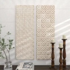 Set Of 2 Wooden Geometric Intricately Carved Wall Decors White - Olivia & May -Home Decor Store GUEST 24a0dc51 9ca4 4410 be27 760cfaeacef4