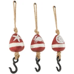 Set Of 3 Wood Buoy Wall Decors With Jute Rope And Metal Hook Red - Olivia & May -Home Decor Store GUEST 27124688 e672 46ae a8b5 ab6a7e27793c
