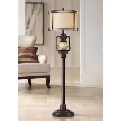 Barnes And Ivy Henson Industrial Floor Lamp 63" Tall Bronze With LED Nightlight Earthy Fabric Drum Shade For Living Room Bedroom Office House Home 3 Barnes And Ivy Henson Industrial Floor Lamp 63" Tall Bronze With LED Nightlight Earthy Fabric Drum Shade For Living Room Bedroom Office House Home