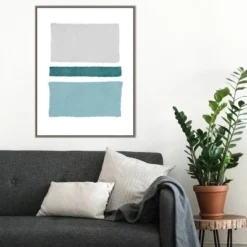 22" X 30" Painted Weaving V Blue Green By Piper Rhue Framed Canvas Wall Art Gray Wash - Amanti Art -Home Decor Store GUEST 2a7d76ee 6e4d 451e ab59 d61ba54e77a7